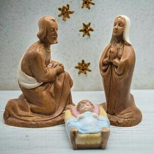 Vintage Holland Mold Nativity Mary Joseph Homco Baby Jesus Hand-Painted Ceramic